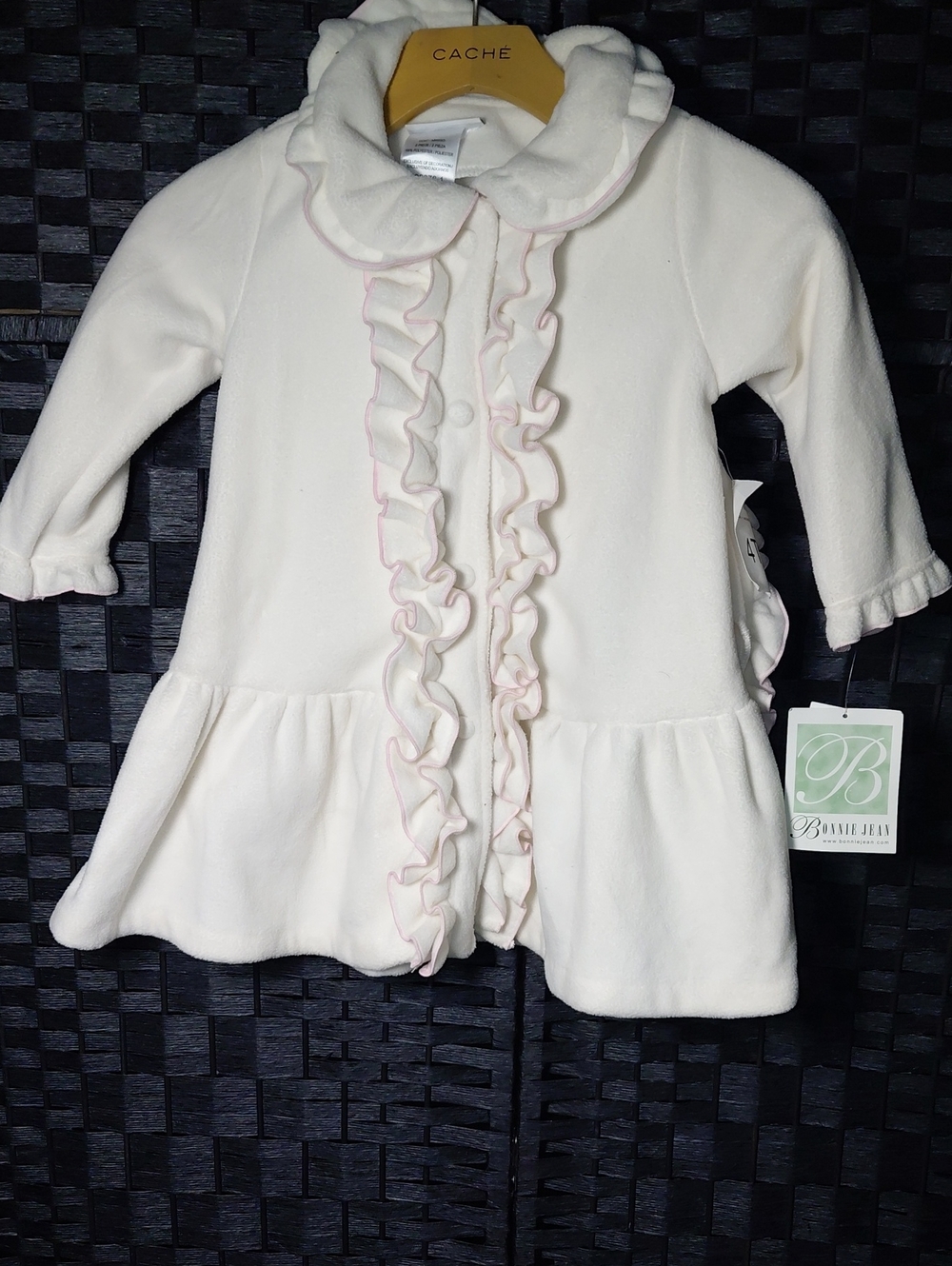 Bonnie Jean Cream Coat with Pink Trim